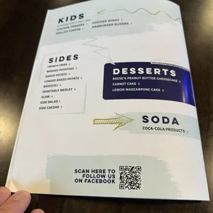 Menu. Very good food and great service!