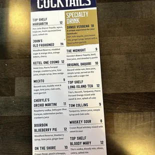 Interesting cocktail and good choices of wine and beer