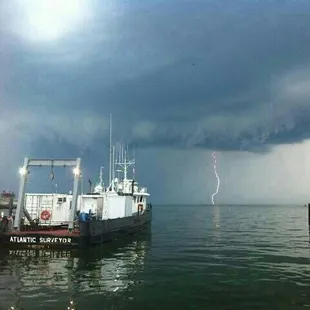 The Atlantic Surveyor docked behind the Shanty at Cape Charles Town Harbor Marina.