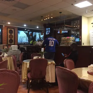Inside restaurant with bar area