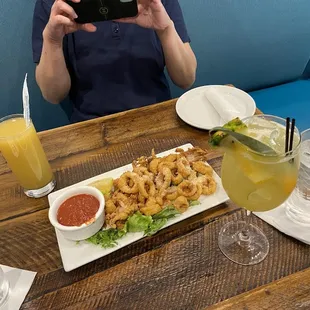 Calamari Fritti, Pineapple Juice &amp; Pineapple Citrus Sangria