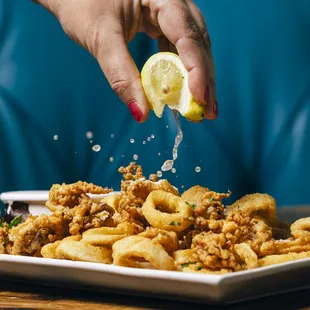 a plate of fried squids