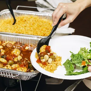 a plate of food being served