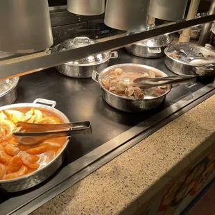 Steamed shrimp and mussels and clams