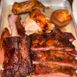 Pork Ribs, Smoked Chicken &amp; Corn Muffin