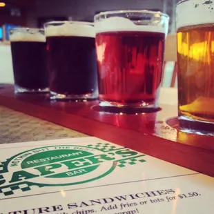 Beer flights! They also have growlers.