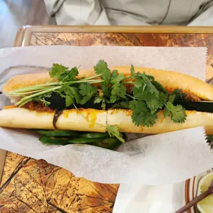 Sloppy banh mi, interesting to try minced meat in banh mi