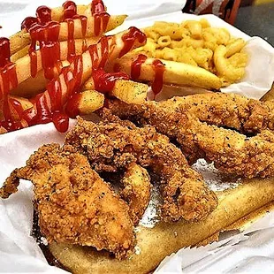 Chicken and waffles with a side of fries. There isn't much better than that.