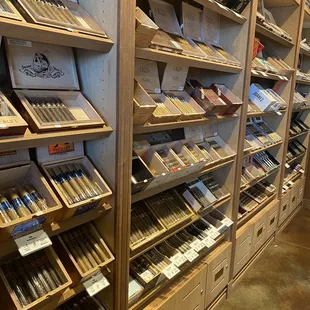 shelves of cigars and cigars