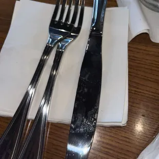 Dirty silverware. Ask for plastic