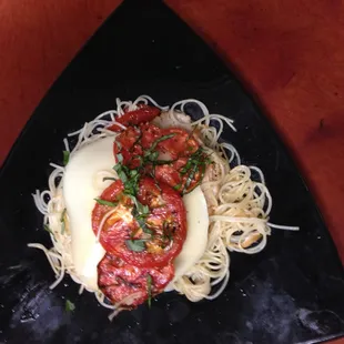 Caprese Chicken over Angel Hair Pasta