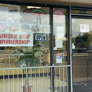 a sign in the window