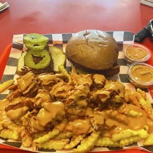 1 Sandwich and 1 Tender Combo with loaded fries.