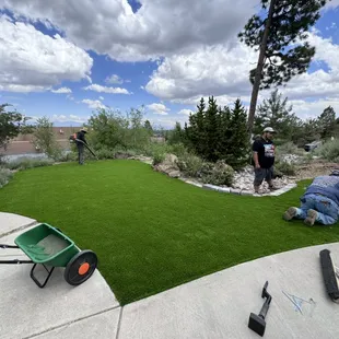 Synthetic grass installation