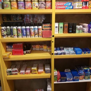 shelves full of food items