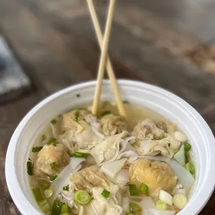 Wonton Noodle with flat rice noodles