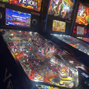 Row of newer stern machines.