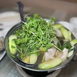 Canh chua added pea sprouts