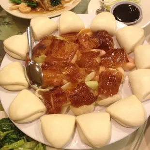 Roasted duck with banh bao