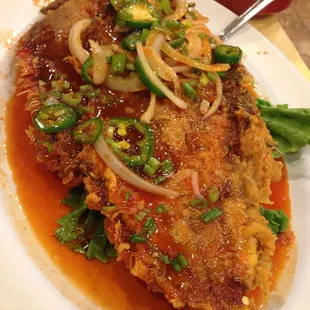 Hot and sour fish. Neither hot nor sour but unbearably sweet!!!