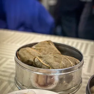 sticky rice in lotus leaf wrap