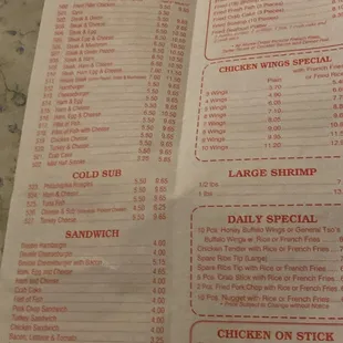 a menu for a restaurant