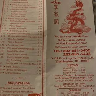 menu