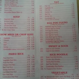 menu