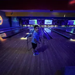 Our 4 year old son's first time bowling  and he loved it! He didn't want to leave, he was so sad! We'll be back soon!!