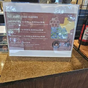 the menu for the restaurant