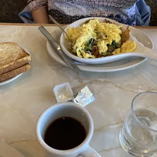 Veggie skillet with sourdough toast