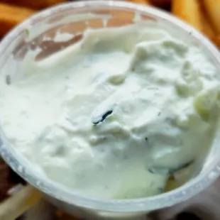 Thick, creamy and garlicky.