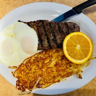 Steak and eggs