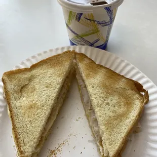 Turkey Egg Cheese sandwich and Hot Chocolate