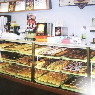 a display of doughnuts and pastries