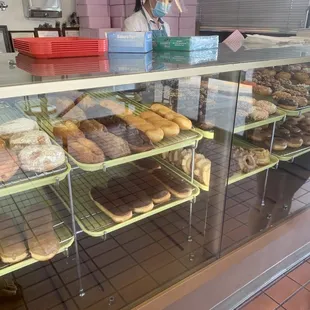 a display case full of donuts