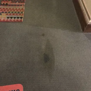 Staining outside our door from where the roof has been leaking for months.