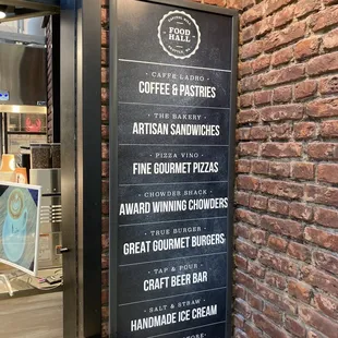 a menu on the wall