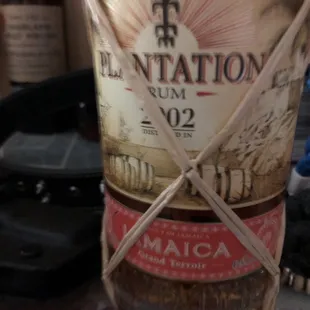 a bottle of plantation rum