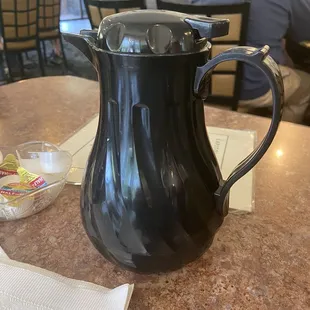 Got your own coffee pot! Nice so always could refill your cup