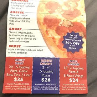 menu, pizza