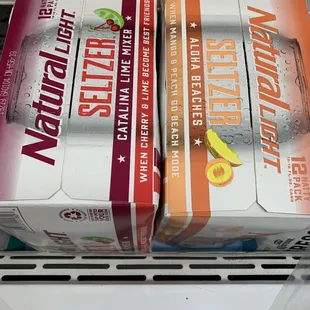 Natural light seltzer ~ Two different flavors Both are so good ~ Hard to find these other places but this market has one