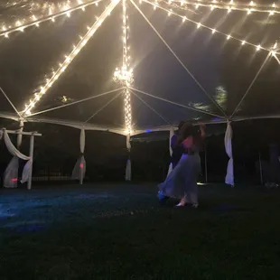 Dance under the stars with our beautiful clear tent top and sparkling string lights!