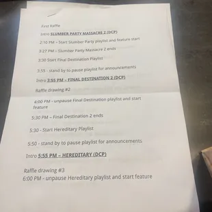 12-hour movie marathon schedule (21 October 2023)