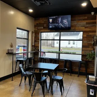 Inside the pizza/ice cream shop