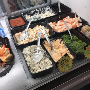 Salads and shrimp to go