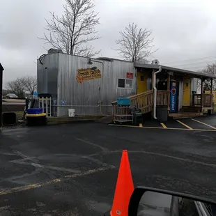 a truck parked in a parking lot