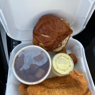 Caplinger's Special Dinner (bought a bun).  Life is good!