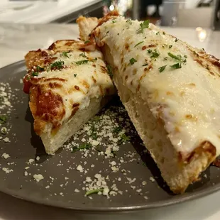 Fantastic thick pizza on focaccia. Nice late night snack.