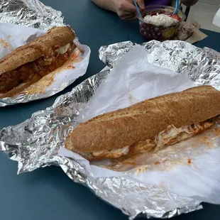 Chicken parm and meat sub